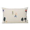 Ferm Living Deco Textile | Coussin The Park Tissu Blanc / 60 X 40 Cm - Motifs Brodes - Ferm Living