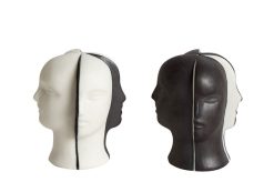 Jonathan Adler Sel, Poivre Et Huile | Ensemble Saliere Et Poivriere Atlas Ceramique / Visages En Relief - Jonathan Adler