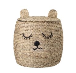 Bloomingville Paniers Et Petits Rangements | Panier Ourson Fibre Vegetale Beige / Avec Couvercle - Jacinthe D'Eau - Bloomingville