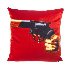 Seletti Deco Textile | Coussin Toiletpaper Tissu Rouge Multicolore / Revolver - 50 X 50 Cm - Seletti