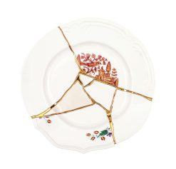 Seletti Assiettes | Assiette Kintsugi Ceramique Blanc / Or Fin - Seletti