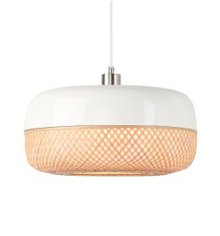 GOOD&MOJO Suspensions | Suspension Mekong Blanc Beige Bois Naturel / Bambou - O 40 X H 22 Cm - Good&Mojo