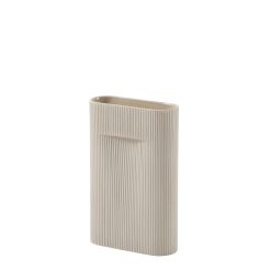 Muuto Vases | Vase Ridge Medium Ceramique Blanc Beige / H 35 Cm - Terre Cuite - Muuto