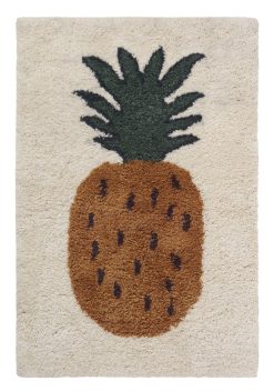 Ferm Living Tapis | Tapis Fruiticana - Ananas Tissu Jaune Vert Beige / Large - Tisse Main - Ferm Living