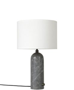 Gubi Lampes De Table | Lampe De Table Gravity Small Tissu Pierre Blanc Gris / O 30 X H 49 Cm - Gubi