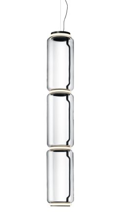 Flos Suspensions | Suspension Noctambule Cylindre Verre Transparent / Led - O 25 X H 139 Cm - Flos