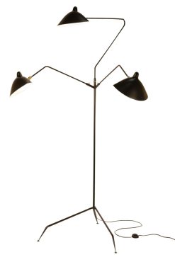 Serge Mouille Lampadaires | Lampadaire Metal Noir 3 Bras Pivotants / 1952 - Serge Mouille