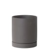 Ferm Living Pots Et Plantes | Pot De Fleurs Sekki Medium Ceramique Gris / O 13,5 X H 15,7 Cm - Gres - Ferm Living