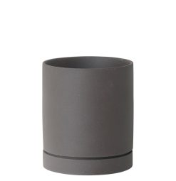 Ferm Living Pots Et Plantes | Pot De Fleurs Sekki Medium Ceramique Gris / O 13,5 X H 15,7 Cm - Gres - Ferm Living