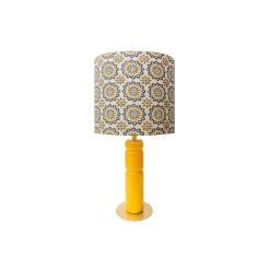 POPUS EDITIONS Lampes De Table | Lampe De Table Petra Tissu Bois Jaune / O 35 X H 73 Cm - Popus Editions