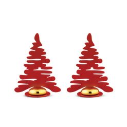 Alessi Accessoires Cuisine | Porte-Nom Barkplace Tree Metal Rouge / Set De 2 Sapins En Acier - H 8 Cm - Alessi