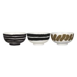 Marimekko Saladiers, Coupes Et Bols | Bol Hyraily Ceramique Noir Beige / O 12 X H 6 Cm - 30Cl / Set De 3 - Marimekko