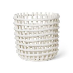 Ferm Living Paniers Et Petits Rangements | Panier Ceramic Xl Ceramique Blanc / O 35 X H 32 Cm - Fait Main - Ferm Living