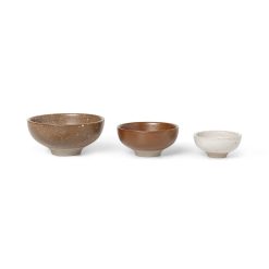 Ferm Living Saladiers, Coupes Et Bols | Bol Ceramique Marron / Set De 3 - Porcelaine Emaillee - Ferm Living