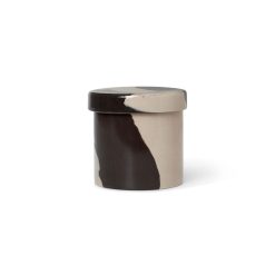 Ferm Living Boites Et Conservation | Boite Inlay Ceramique Marron Beige Small / Co 9 X H 9 Cm - Ferm Living