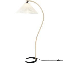 Gubi Lampadaires | Lampadaire Timberline Tissu Blanc Bois Naturel / Reedition 1970S - Gubi