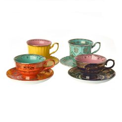 Pols Potten Tasses Et Mugs | Tasse A The Grandpa Ceramique Multicolore / Set De 4 - Avec Soucoupes - Pols Potten