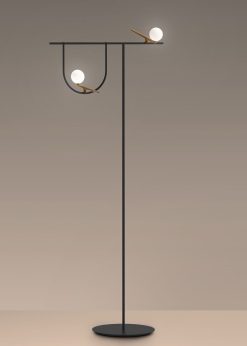 Artemide Led | Lampadaire Yanzi Led Metal Verre Noir / Laiton - Artemide